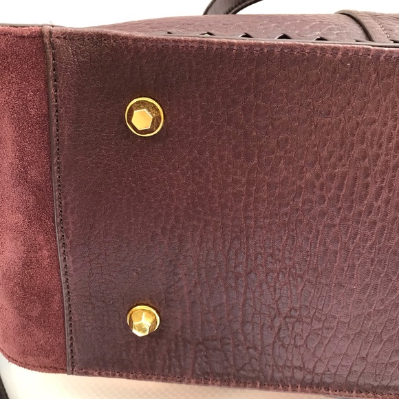 NWOT OR YANY Burgundy Large Leather Studded Satchel - Picture 5 of 12
